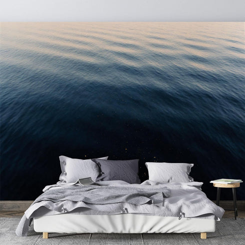 KAYOROWALLS Custom Wall Mural Wallpaper Ocean Waves Deep Blue Water Ripples Sparkling Light Removable SelfAdhesive