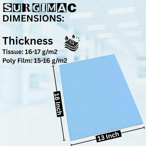 13" 18", 2-Ply 1-Ply (500, SurgiMac Disposable Patient Bibs x Tissue + Poly, Adult Bibs for Patient Care, Eating