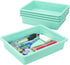 Storex Letter Size Flat Storage Tray – Organizer Bin with Non-Snap Lid, Teal, 5-Pack for Classroom, Office, Home
