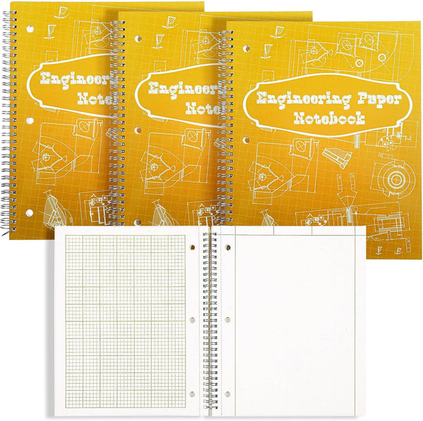 Engineering Computation Pad, 8.5" x 11", Wirebound Spiral Notebook, 100 Sheets, 5 Squares Per Inch, Gold