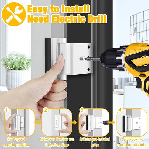 Upgraded Home Security Door Lock, Metal Reinforcement Lock for Childproof, 800 lbs Impact for Inward Swing Doors