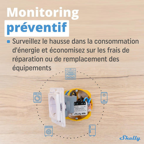 Shelly PM Mini Gen3, WiFi & Bluetooth Smart Power Meter 1 Channel 16 A, Compatible with Alexa & Google Home