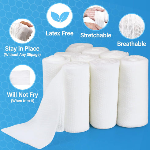 Gauze Rolls - 36 Premium First Aid Supplies, Flexible, Stretchable, Breathable Bandage Wrap, 3” x 4.1 Yards