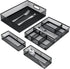 Desk Drawer Organizer with 6 Adjustable Dividers, Metal Pen Organizer for Office Supplies (Pack 4, Black)