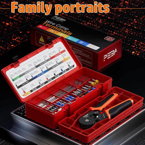 28-7 28 PEBA Hexagonal Ferrule Crimping Tool Kit, AWG Self-Adjusting Ratchet Crimper with Sizes Insulated