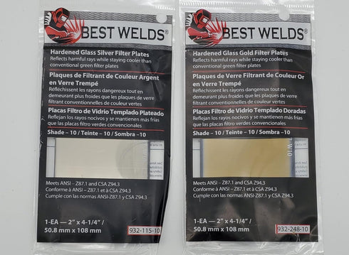 2" 4-1/4" 9, 10, 11 12 Best Welds Hardened Glass Gold Replacement Welding Lens Advanced Passive Filter Plate x Shade
