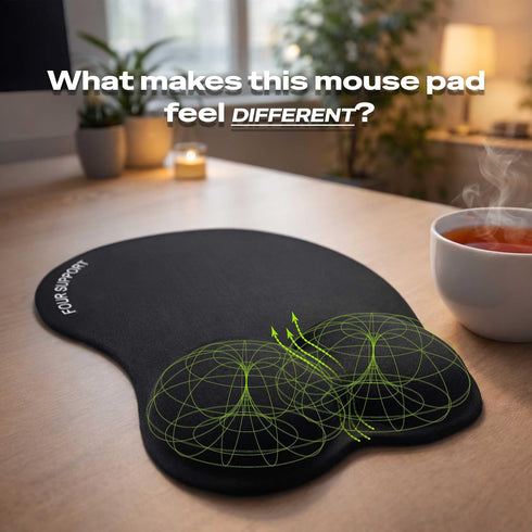 FOUR SUPPORT Recommended 10.1L 8.5W inches Ergonomic Gel Mouse Pad with Wrist Rest for Pressure-Relief Orthopedic Style