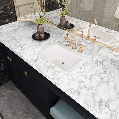 Livelynine Peel and Stick Marble White Contact Paper, 15.8x78.8, Waterproof Kitchen Countertop Covers for Desk and Walls