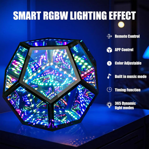 venveal Birthday(5.917.097.09in) Infinity Mirror Light Cool Led Changing Night Dodecahedron Light with Music Sync