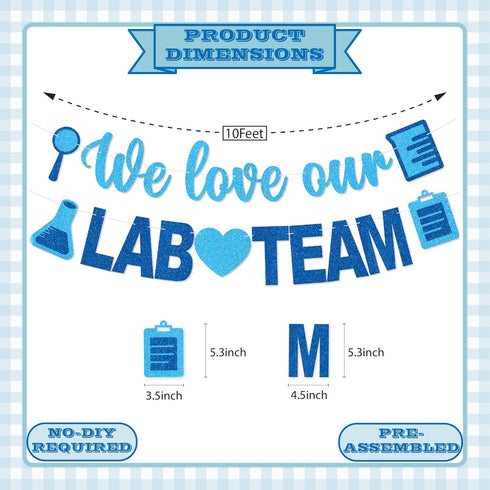 POSLIUE We Love Our LAB Team Banner - NO DIY Medical Laboratory Professional Week Decorations LAB Week Party Supplies