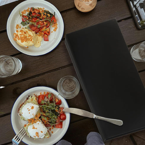 6 Pack 4.25" 11", 6 Menu Covers x View PU Leather Menu Holders for Restaurant, Bar, Coffee Shops, Wine Lists & Drink