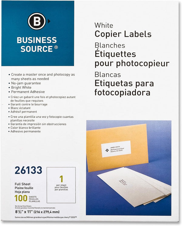 Business Source 8-1/2"x11" Copier Labels