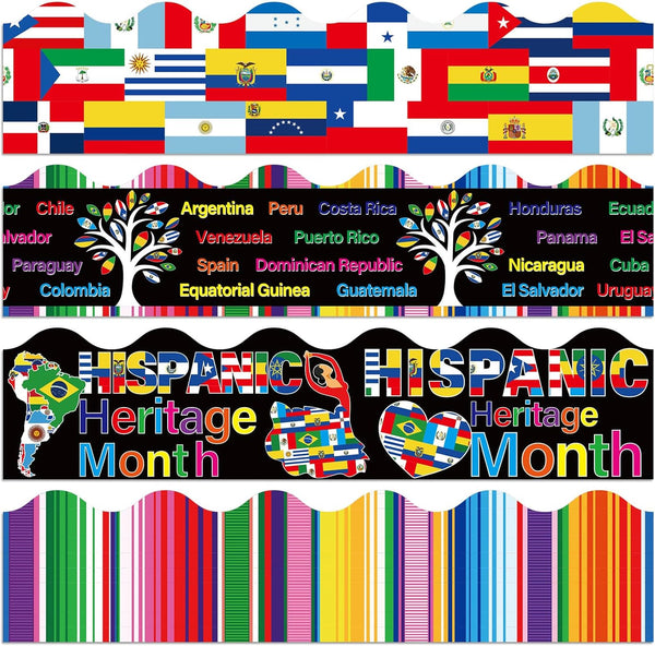Pasimy 80 Pcs Hispanic Heritage Month Decorations, Latin American Border Trim for Classroom Chalkboard Wall