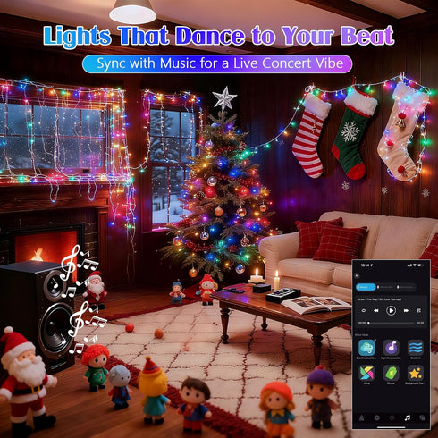 2025 88FT 240LED 4th New Smart Color Changing of July String Lights Outdoor App Control RGB LED String Lights