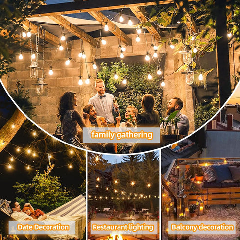 BYIZO 20 Bulbs, 39.4FT Commercial 2700K LED Outdoor String Lights with Shatterproof Edison Grade Patio Lights