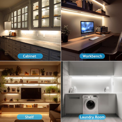3 12 Inch Counter Dimmable Counter, maylit Under Cabinet Lights Plug in, Pcs Multi-Color Under Cabinet Lighting, Bright