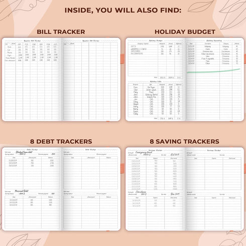 GoGirl Budget Planner, Monthly Financial Organizer Budget Book, Expense Tracker Notebook Journal (Peach Pink)