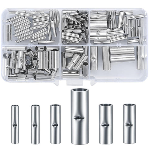 120 Pcs Non Insulated Butt Connectors, 22-16 Gauge Electrical Wire Seamless Crimp Ferrule Terminals Connectors