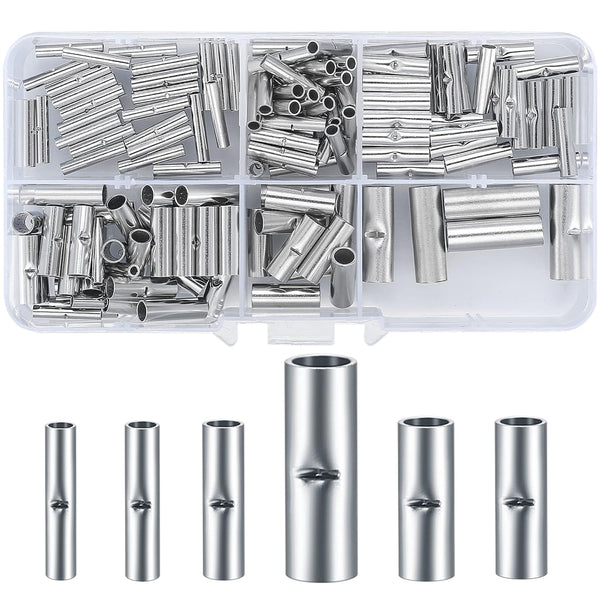 120 Pcs Non Insulated Butt Connectors, 22-16 Gauge Electrical Wire Seamless Crimp Ferrule Terminals Connectors