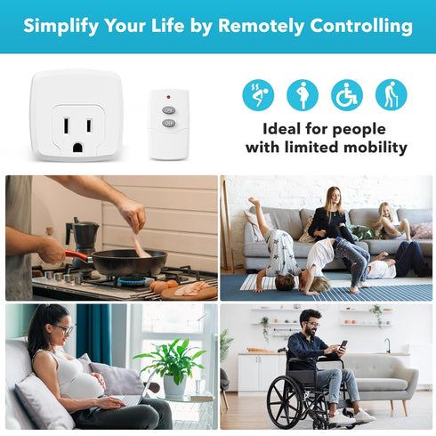 HBN Remote Control Outlet with 100FT RF Signal, Wireless On Off Switch Plug, 15A/1875W