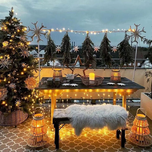 QITONG Warm White Solar Fairy Lights, 2 Pack Each 66ft 200 LED Outdoor String Lights, 8 Modes Silver Wire