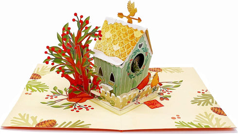Liif Cardinal Love Bird 3D Pop Up Greeting Card for Valentine's Day, Anniversary, Birthday, with Message Note & Envelope