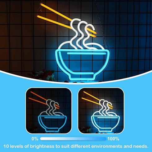 5V Noodle Neon Signs for Wall Decor, Ramen Neon Lights for Bedroom, Neon Business Signs Suitable for Man Cave Bar Pub