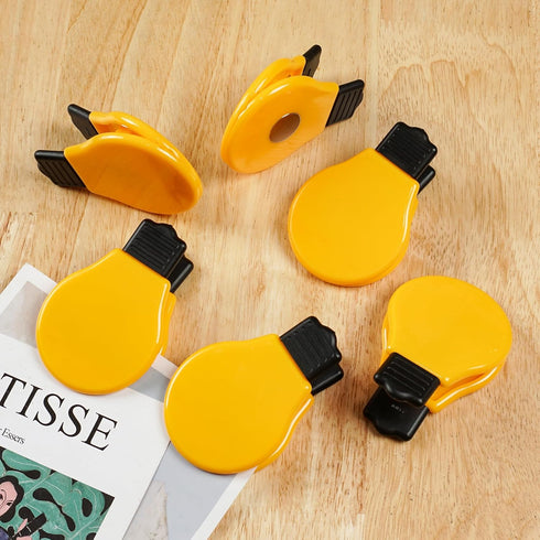 Bulb Refrigerator Magnet Clips Set, Multipurpose Magnet Paper Clips, Set of 6 for Snacks Bag