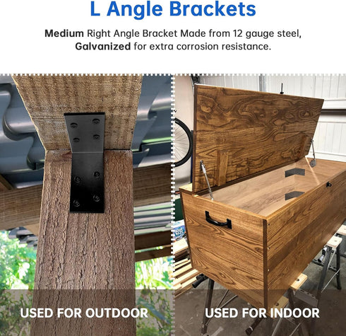 KOMOHOM 1.5"X3"X3" (15PCS) 2x2 I Bracket Angle Iron Galvanized Corner Bracket,L Brackets for Wood