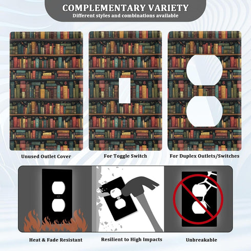 foixnub 1 Duplex Outlets Wall Plate Cover Book Shelf Gang Duplex Receptacle Switch Wall Plate Electrical Faceplate