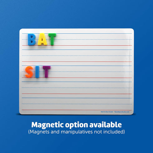 Flipside Products 9" x 12" Two-Sided Magnetic Red & Blue Dry Erase Learning Mat, 12 Pack