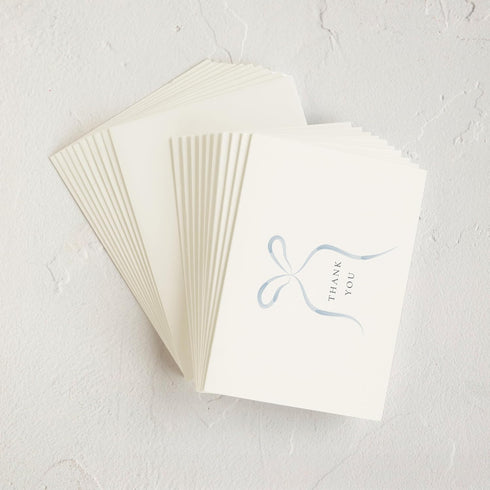 Pack, 10 10 Minted Thank You Cards Thank You Cards with Envelopes, Blank Card, Blue Bow Design, Baby Shower, New Mom