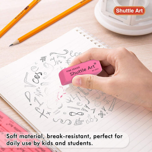 Shuttle Art 120 Pack Pink Erasers, Bulk Latex-Free Soft Erasers for School, Office, Kids, and Teachers Supplies