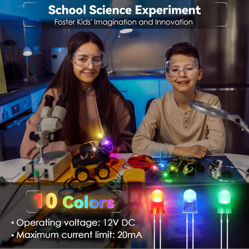 ElectricWise 10 500 5mm Pack Bulb Colors Pcs LED Lights Emitting Diodes Assored Kit - Variety Color Emitting Diodes LED