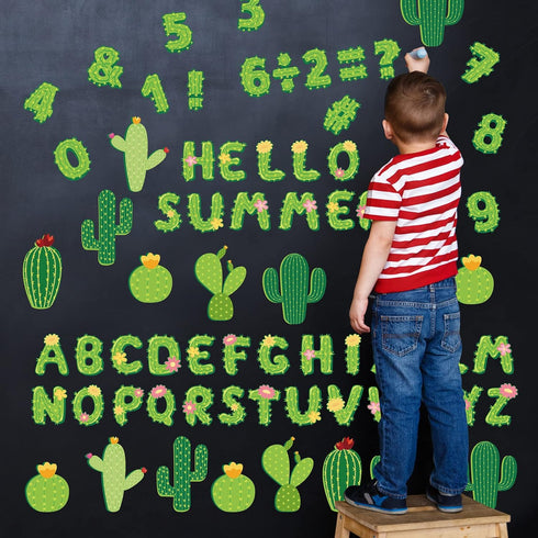 Whaline 110Pcs Cactus Classroom Decor - Cactus Letter Alphabet Number Cut-Outs for DIY Projects