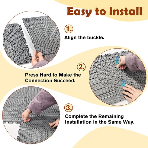 Wibeelee 14 36 48 Inches PCS Interlocking Outdoor Playhouse Mats X Waterproof Non-Slip Plastic Tiles, Playground