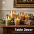 5plots 3D Set 3, D3 H4 5" 6" Glass Battery Operated Gold Flameless Candles with Remote Timer, Wick Real Wax Pillar Led