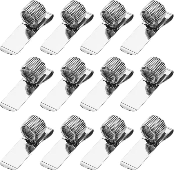 Outus 12 Pcs Pen Holders for Clipboard, Metal Pen Clip Holder Attachment with Adjustable Spring Loops for Office