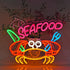 Dimmable, 14.96 12.6inches Seafood Neon Sign, Neon Lights Hanging Wall Art Decoration for Restaurant Shop Market Mall