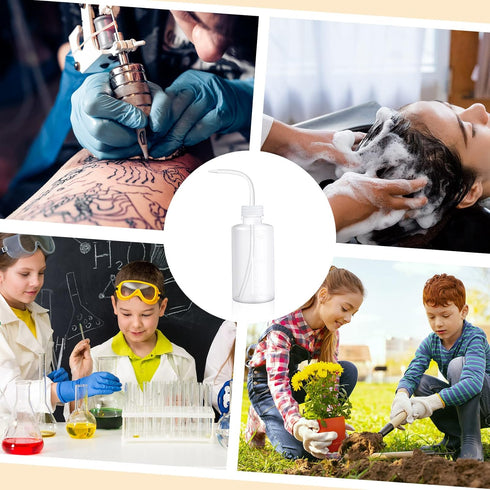 18 Pcs Tattoo Wash Bottle, Plastic Squeeze Bottle 250 ml with Narrow Mouth for Lab Wash and Plant Irrigation