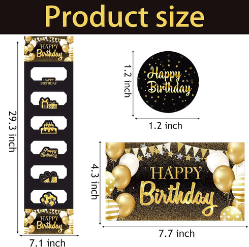 LUCKYQUBE 2pcs Happy Birthday Party Money Envelope for Cash Black Gold Birthday Party Cash Gifts Surprise Money or Gift