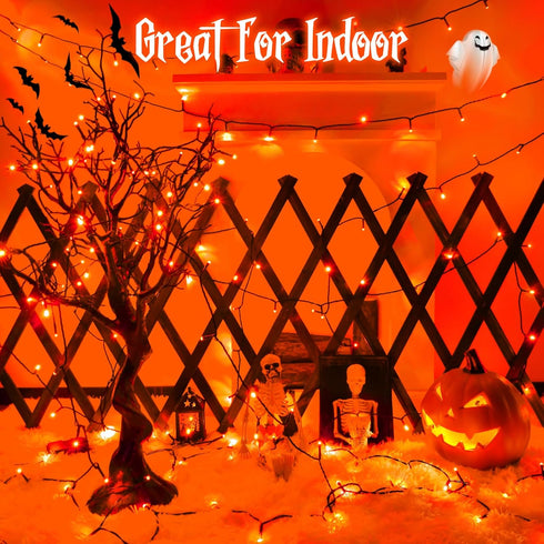 FFZZKJ 100LED 33Ft 8 16.4Ft*2, 50LED*2 2-Pack Orange Lights for Halloween Lights String Outdoor Total Modes with Timer