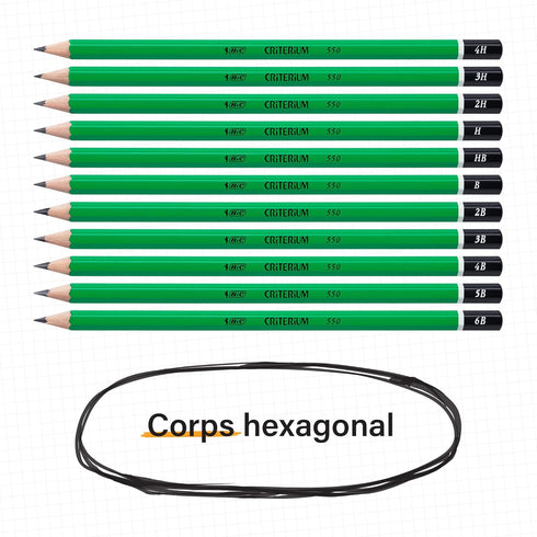 Bic Criterium 550 HB Hexagonal Pencils, Box of 12, Green