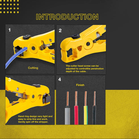 RG6, RG59, RG11 20 KOTTO Coax Cable Crimper Kit - Adjustable Compression Tool for - Includes Coaxial Cable Stripper