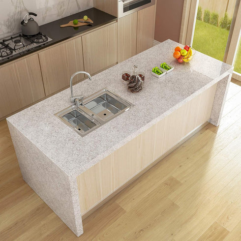 LACHEERY Faux Granite Contact Paper, Waterproof Self Adhesive Wallpaper for Kitchen Countertops, Grey 15.8"x80"