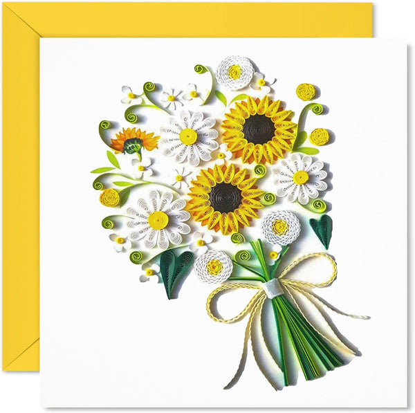 Sunflower Greeting Card for Mom, Happy Birthday and Mother Day Quilling Cards, 3D Handmade Art, Design Greeting Card