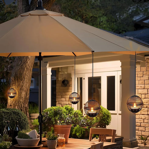 4 Pack Solar Hanging Lanterns Lights Outdoor, Hanging Candle Holder with Solar Tea Lights Candles Outdoor Waterproof