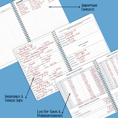 BookFactory Mileage Log Book for Auto Mileage Expense Record, 126 Pages, 5'' X 7'' Wire-O (LOG-126-57CW-A)