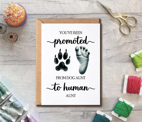 HoHi93Art Promoted From Dog Aunt To Human Aunt Card - Dog - Pregnancy - Announcement - Greeting - Card For Sister