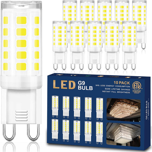 winshine 10 Pack G9 LED Bulb, 6000K Daylight, 4W (40W Halogen Equivalent) for Chandeliers